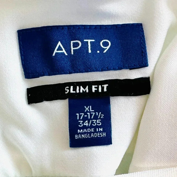 NWT APT 9 Men Long Sleeve Button Down White Slim Fit Dress Shirt Sz 17-17 1/2 XL - Picture 12 of 14